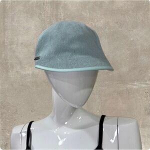 Kangol Bamboo Cloche Cap Light Blue Bell Hat Front Brim Summer Hat Medium Unisex
